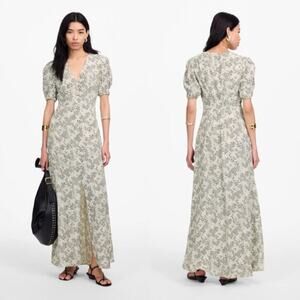 Madewell Womens Puff-Sleeve VNeck Midi Dress NU576 Harper Floral Ivory Sze 8 NWT